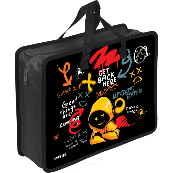 Папка для тетрадей А4 на молнии c ручками deVENTE Street Style дно с расширением до 10см, арт. 8054352