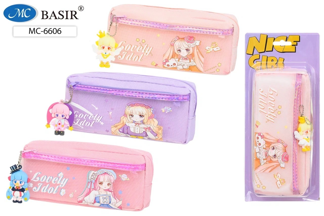 Пенал 1 отделение MC BASIR Аниме с брелком, арт. МС-6606