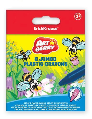 Карандаши восковые 8цветов ERICH KRAUSE ArtBerry Jumbo пластиковые, арт. 33113