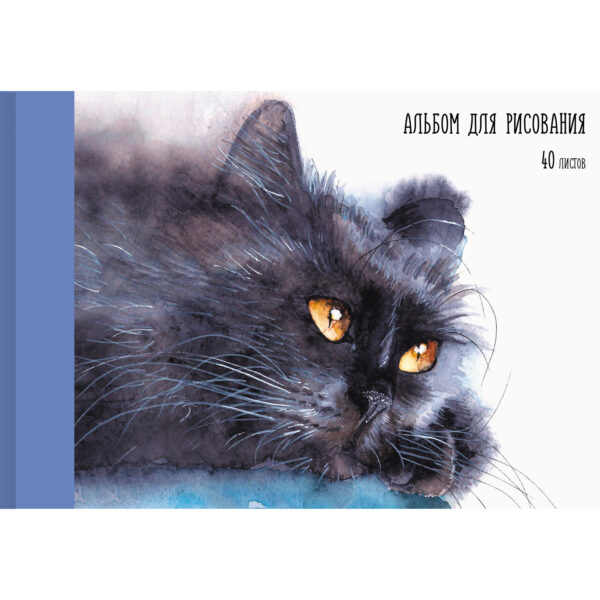 Альбом для рисования 40л склейка LISTOFF Котик, арт. АЛ402292
