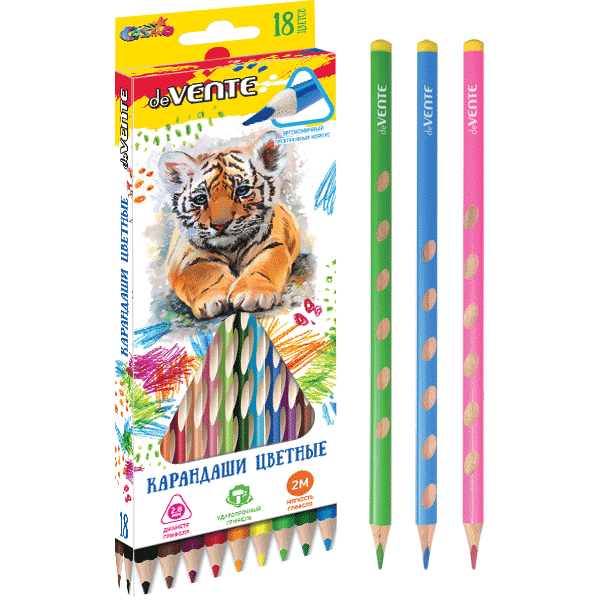 Карандаши цветные 18цветов deVENTE CosmoTrio трехгранные, арт. 5023912