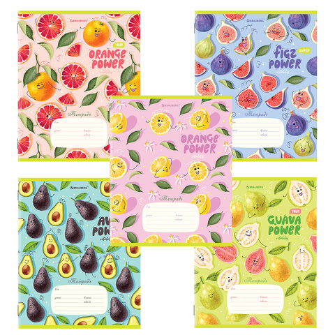 Тетрадь А5 18л лин BRAUBERG Фрукты, арт. 106482