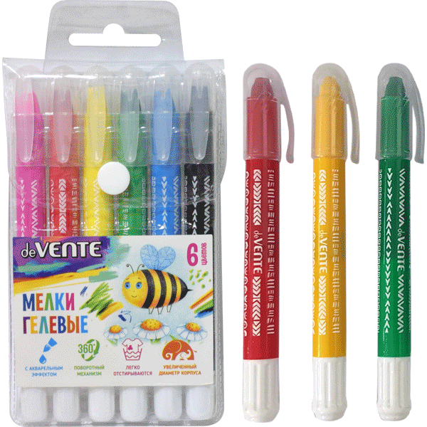 Мелки гелевые  6цветов deVENTE поворотный механизм, арт. 8081900