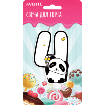 Свеча Цифра 4 deVENTE Панда, арт. 9060115