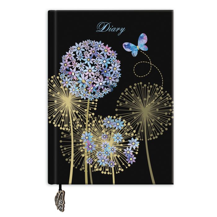 Ежедневник недатированный А6 ФЕНИКС Цветы на черном твердая обложка, арт. 44125