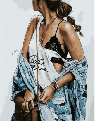 Картина по номерам с акриловыми красками на подрамнике 40*50 NN Девушка с сумкой , арт. GX33880