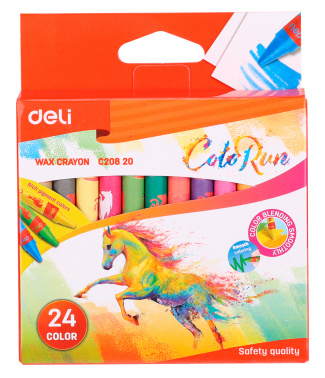 Карандаши восковые 24цвета DELI ColoRun, арт. EC20820