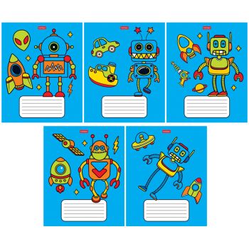 Тетрадь А5 12л клетка ХАТБЕР Я робот ассорти, арт. 12Т5В1