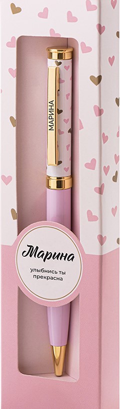 Ручка подарочная шариковая синяя BE HAPPY Акцент Марина поворотный механизм , арт. 64