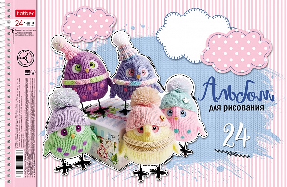 Альбом для рисования 24л спираль ХАТБЕР Мягкие и пушистые ассорти , арт. 24А4Всп