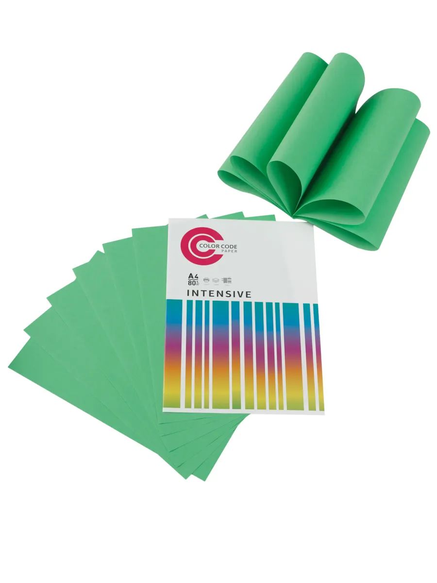 Бумага для офисной техники цветная А4 80г/м2 зеленая интенсив COLOR CODE 50л, арт. 473351