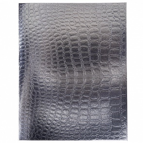 Тетрадь А5 96л клетка ХАТБЕР бумвинил Metallic Croco серебро, арт. 96Т5бвВ1 