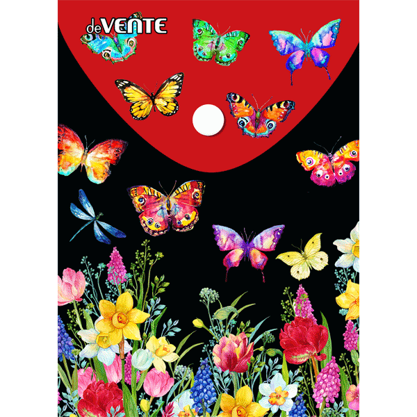 Папка конверт на кнопке А6 150мкр deVENTE Бабочки вертикальная, арт. 3079238