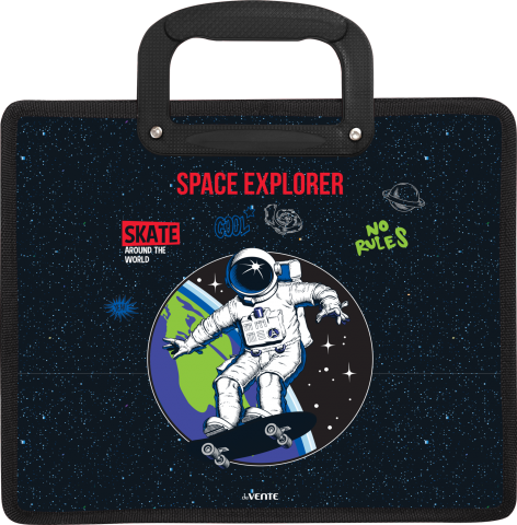 Папка для тетрадей А4 на молнии c ручками deVENTE Space Explorer дно с расширением до 10см, арт. 8053163