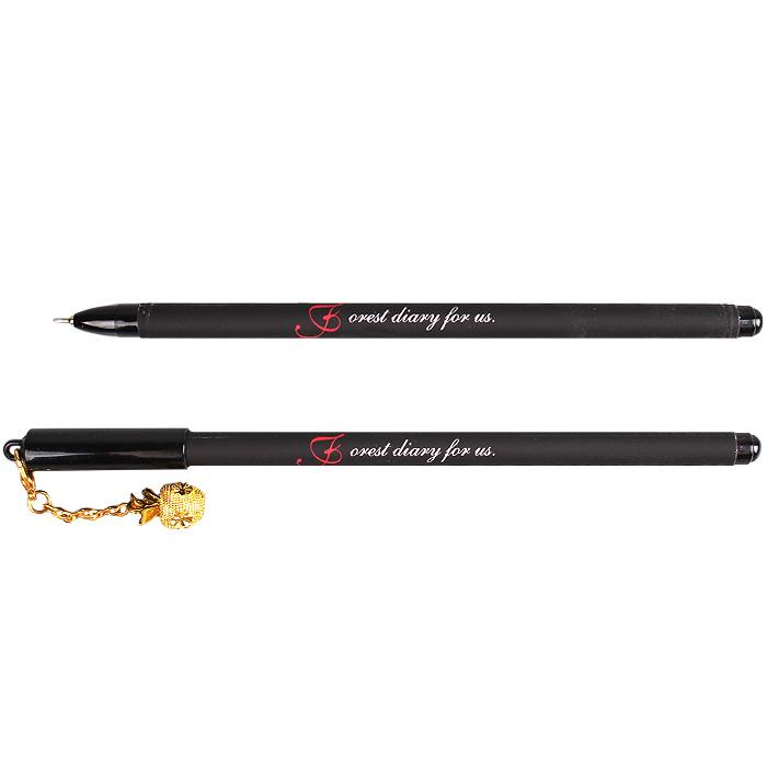 Ручка шариковая синяя с подвеской DARVISH Forest diary for us корпус черный, арт. DV-8183-6
