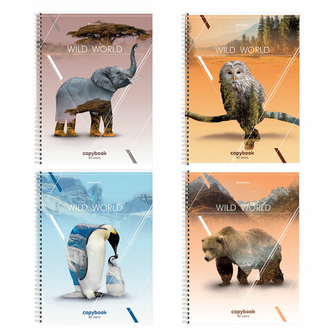 Тетрадь А4  80л клетка спираль BRAUBERG Wild, арт. 404052