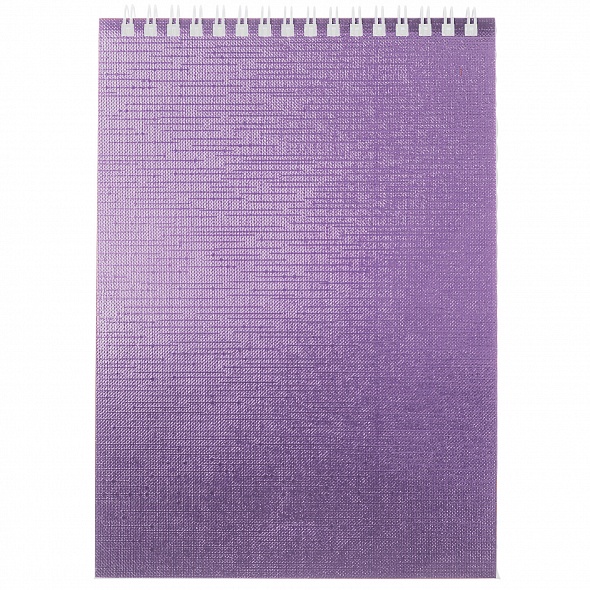 Блокнот А5 80л клетка спираль ХАТБЕР Бумвинил Metallic фиолетовый, арт. 80Б5бвВ1гр